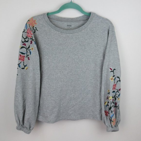 a.n.a Tops - A.N.A. Floral Embroidered Balloon Sleeve Sweatshirt sz S